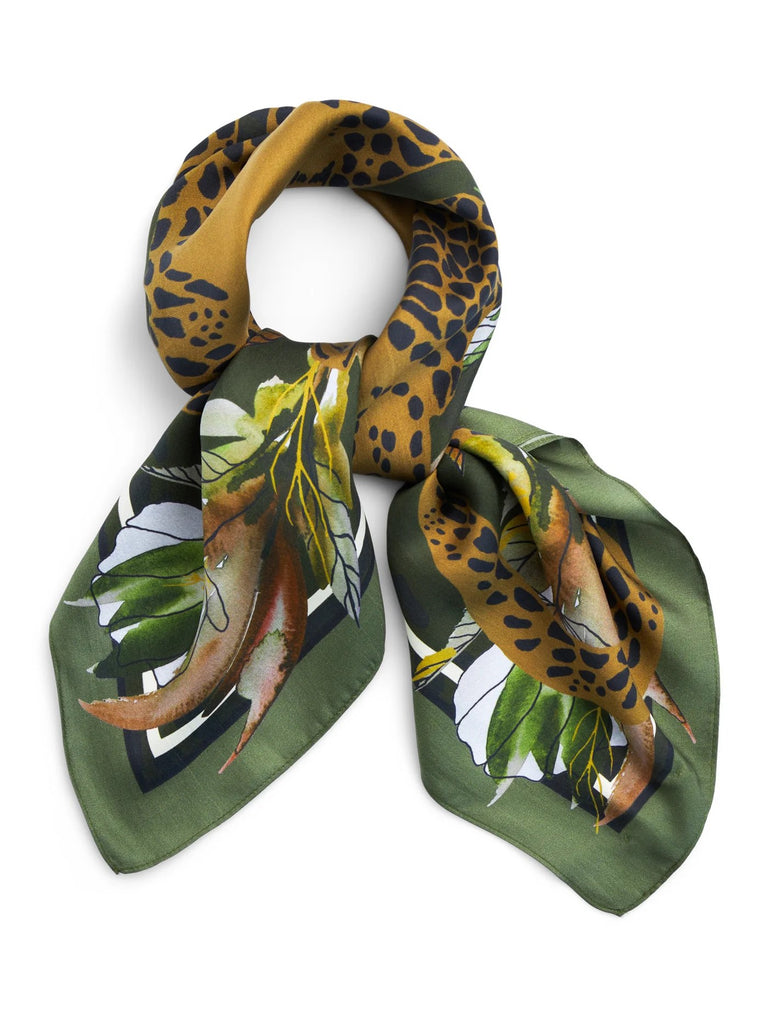 Leo Olive Silk Scarf - DEGRASSI Tilbehør Katrin URI